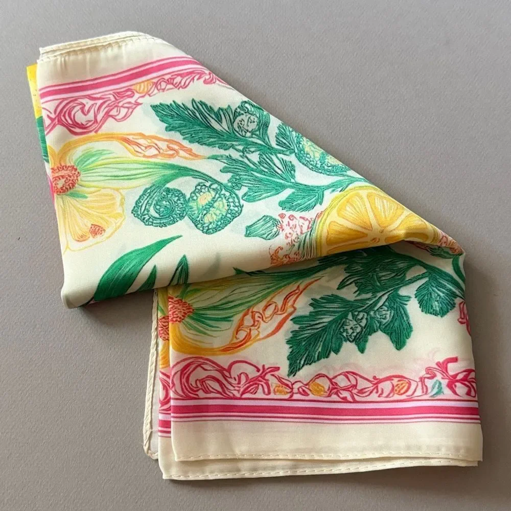 Citrus Floral Square Scarf A1577